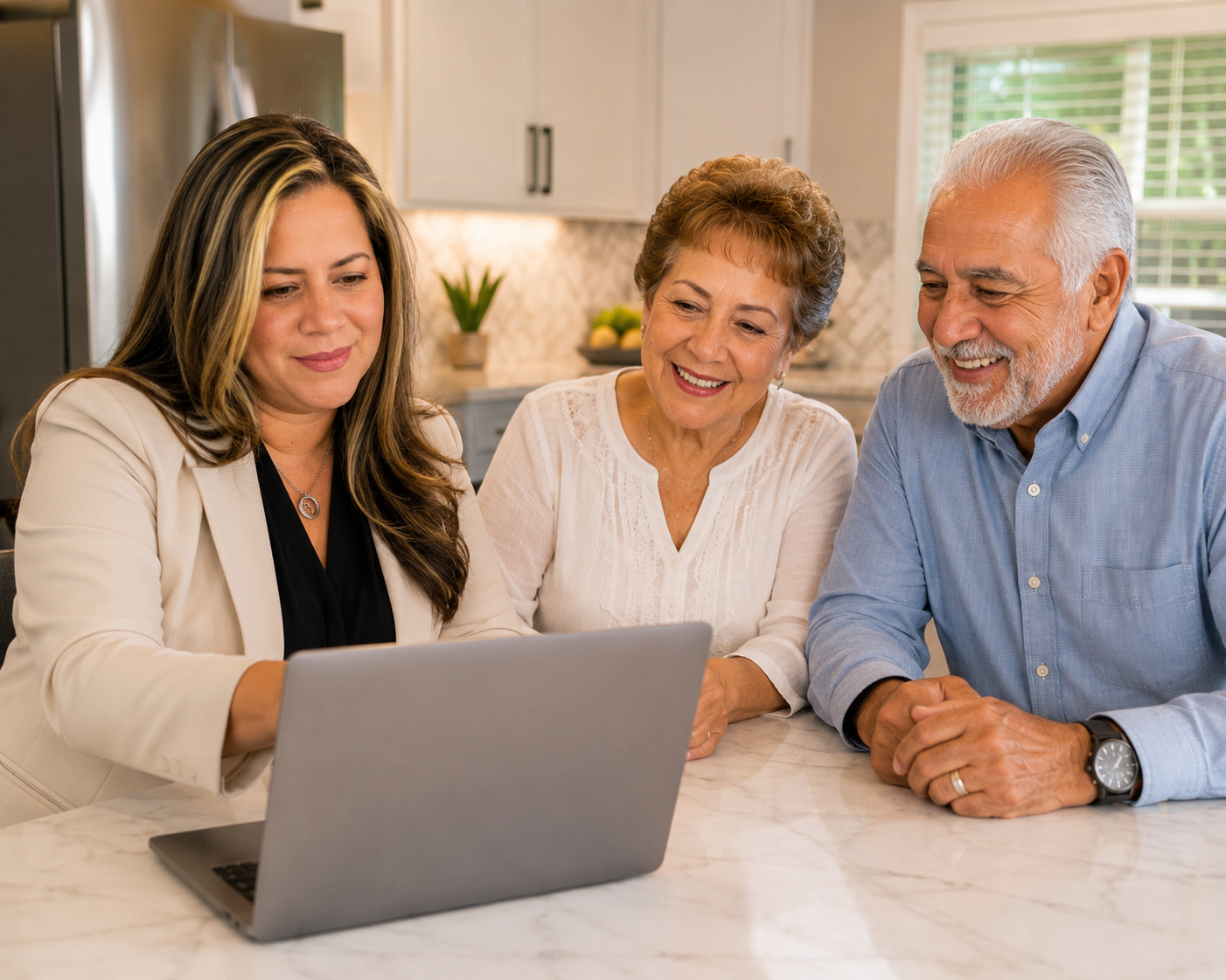 Insurance advisor reviewing coverage options with senior couple